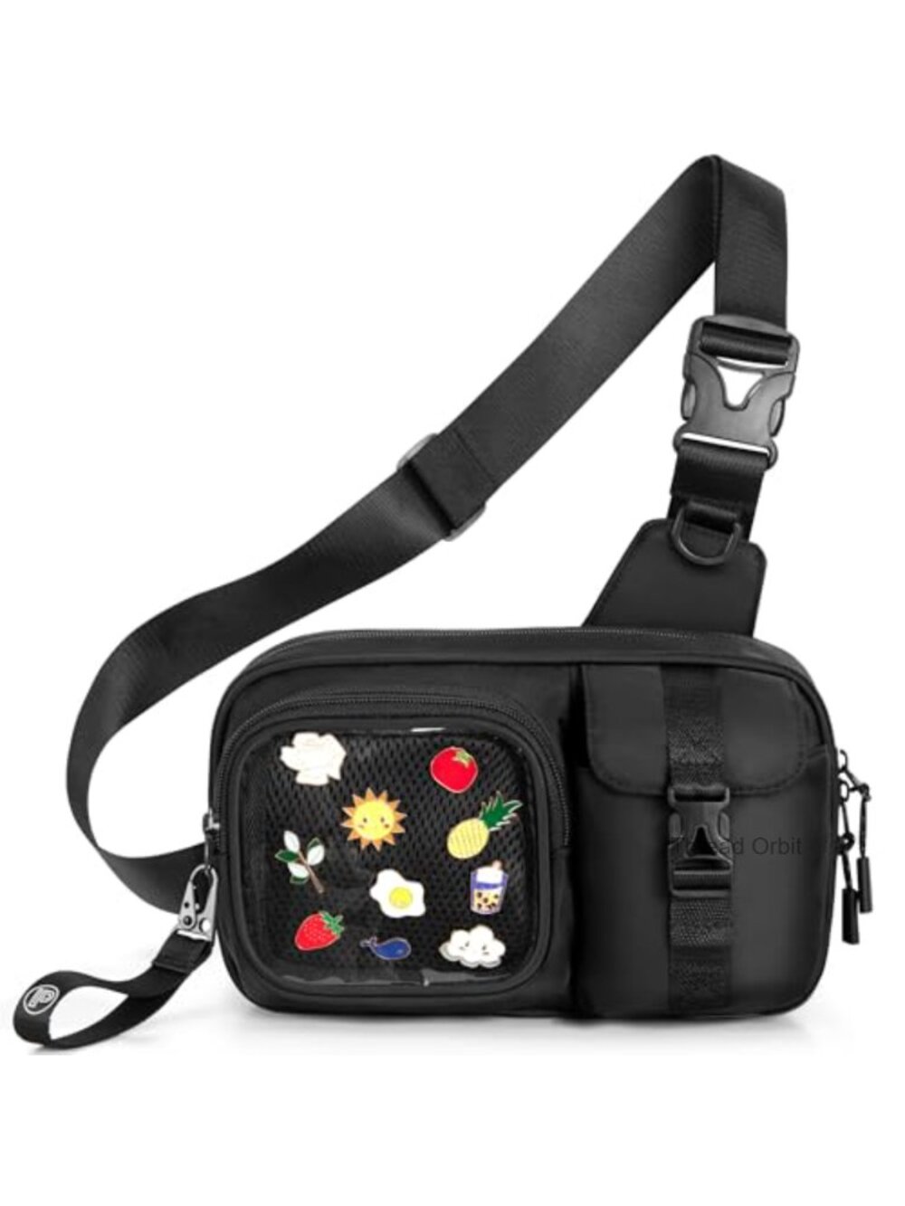 Ita Chest Bag with Pin Display Window Adjustable Sling Bag for Women